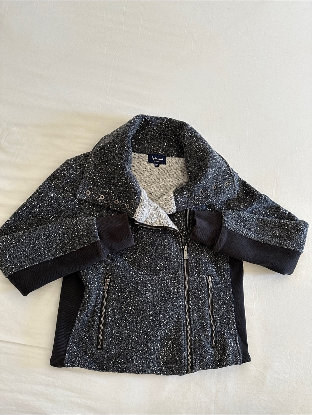 Splendid Charcoal Speckled Zip-Front Bomber Jacket - Picture 2 of 4